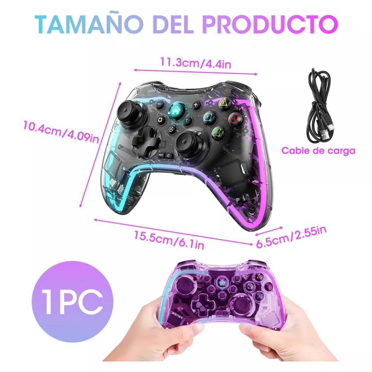 Joystick Gaming Transparente Inalámbrico